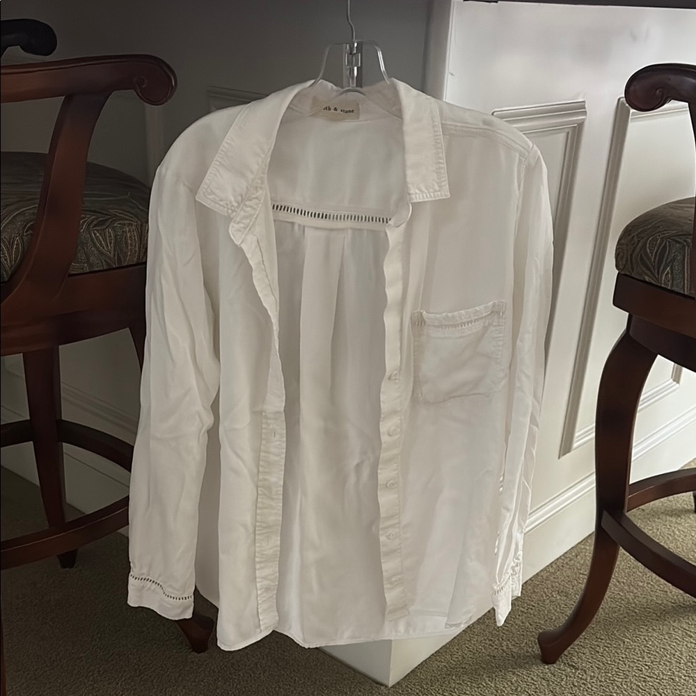 Cloth & Stone White Classic Button Down Shirt